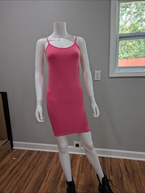 Love Nation Ribbed Mini Dress in Hot Pink